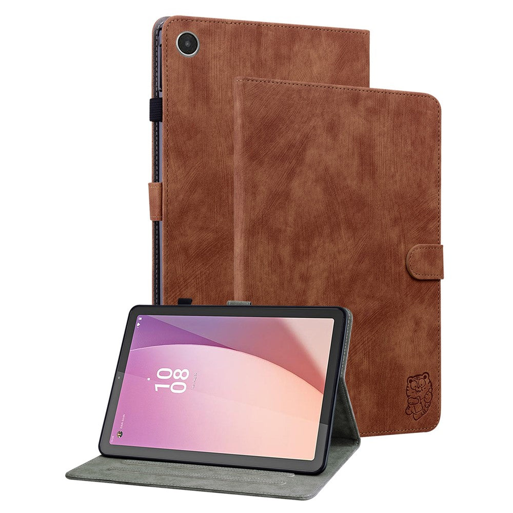 For Lenovo Tab M8 (4th Gen) 2024 TB-301XU / M8 (4th Gen) 2023 TB-300FU PU Leather Tablet Case Cute Tiger Pattern Stand Cover