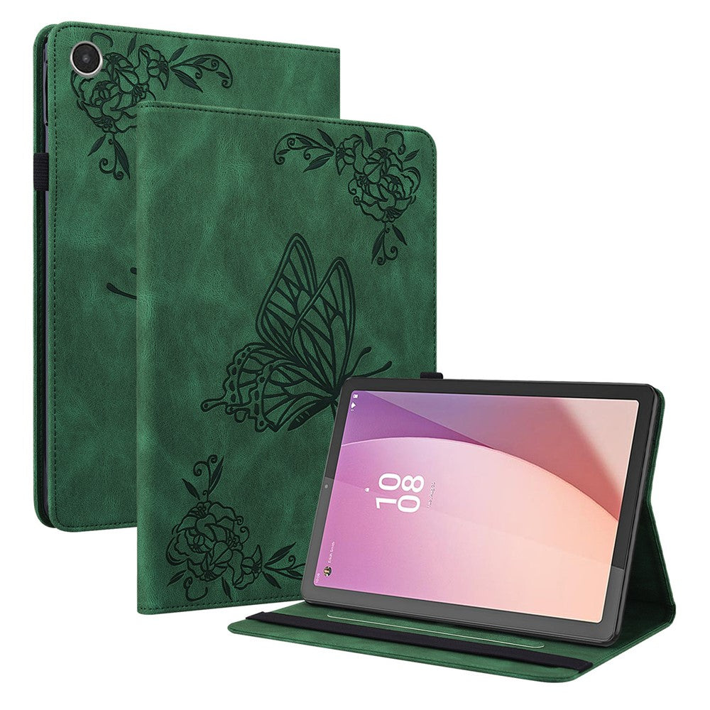 For Lenovo Tab M8 (4th Gen) 2024 TB-301XU / M8 (4th Gen) 2023 TB-300FU Stand Leather Tablet Case Imprinted Butterfly Flower Cover