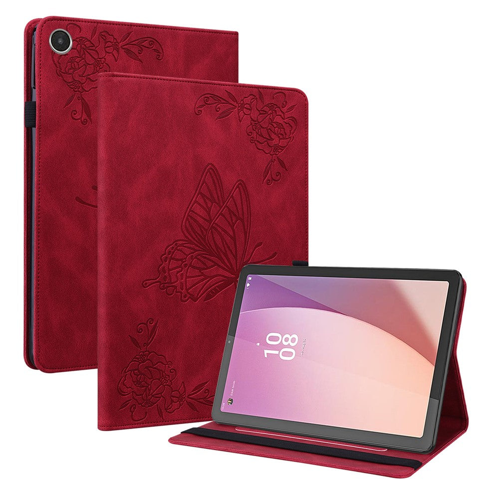 For Lenovo Tab M8 (4th Gen) 2024 TB-301XU / M8 (4th Gen) 2023 TB-300FU Stand Leather Tablet Case Imprinted Butterfly Flower Cover