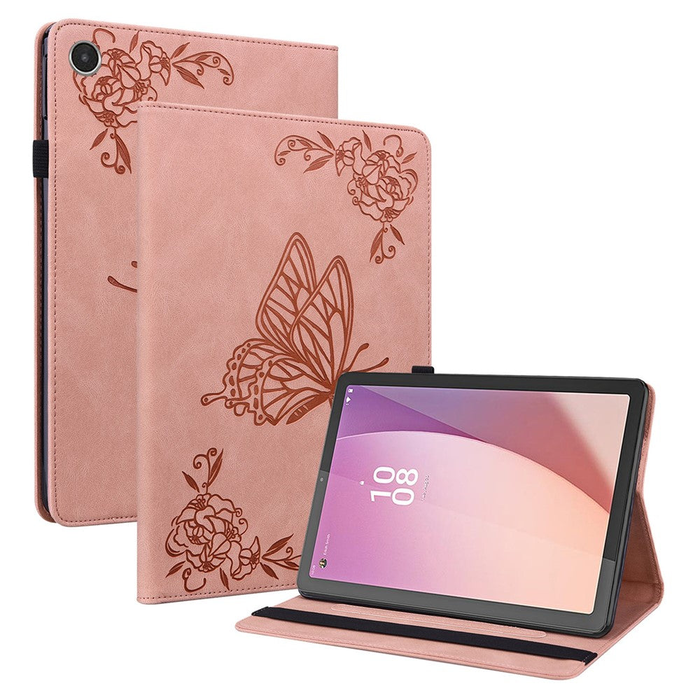 For Lenovo Tab M8 (4th Gen) 2024 TB-301XU / M8 (4th Gen) 2023 TB-300FU Stand Leather Tablet Case Imprinted Butterfly Flower Cover