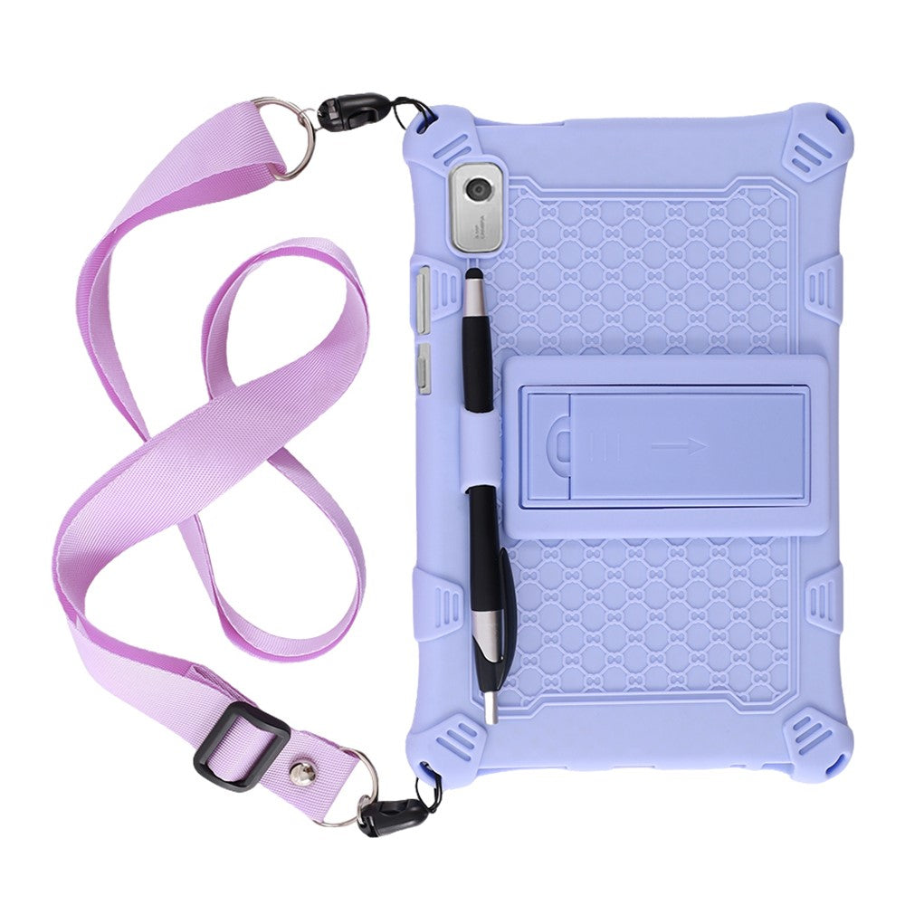 For Lenovo Tab M9 TB-310FU PC + Silicone Shock-Resistant Tablet Case Adjustable Kickstand Cover with Shoulder Strap