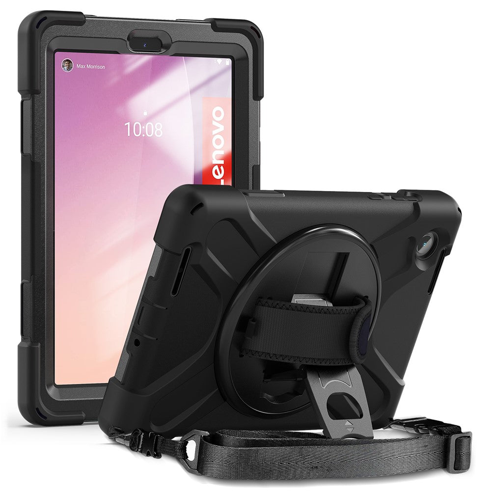For Lenovo Tab M8 (4th Gen) 2024 TB-301XU / M8 (4th Gen) 2023 TB-300FU Case Kickstand Tablet Case PC+Silicone Cover with Strap