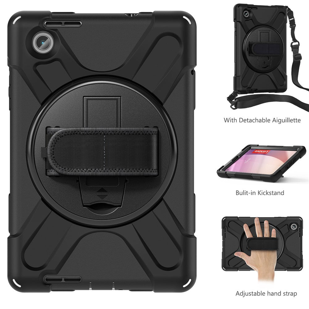 For Lenovo Tab M8 (4th Gen) 2024 TB-301XU / M8 (4th Gen) 2023 TB-300FU Case Kickstand Tablet Case PC+Silicone Cover with Strap