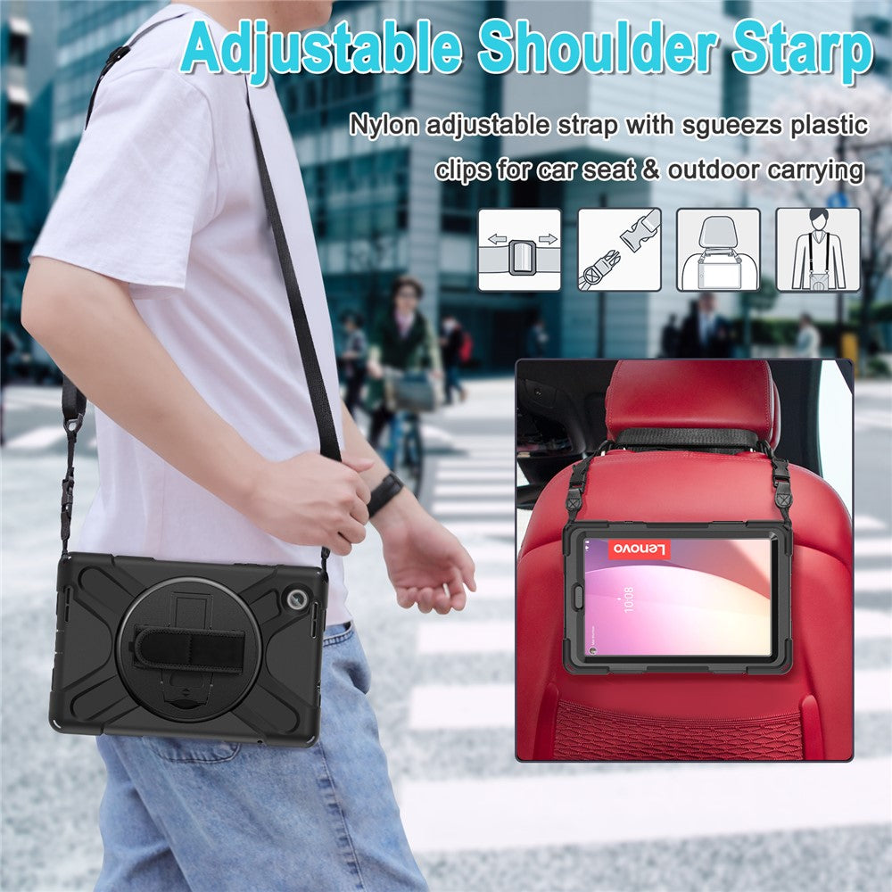 For Lenovo Tab M8 (4th Gen) 2024 TB-301XU / M8 (4th Gen) 2023 TB-300FU Case Kickstand Tablet Case PC+Silicone Cover with Strap