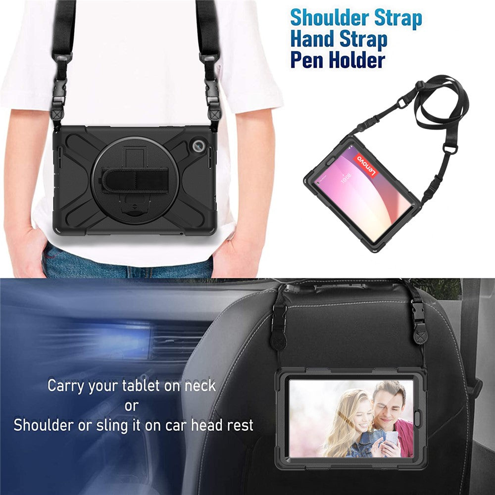 For Lenovo Tab M8 (4th Gen) 2024 TB-301XU / M8 (4th Gen) 2023 TB-300FU Case Kickstand Tablet Case PC+Silicone Cover with Strap
