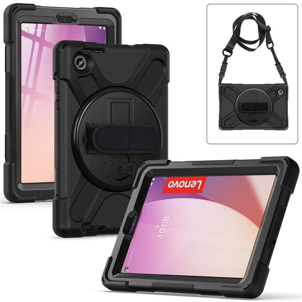 For Lenovo Tab M8 (4th Gen) 2024 TB-301XU / M8 (4th Gen) 2023 TB-300FU Case Kickstand Tablet Case PC+Silicone Cover with Strap