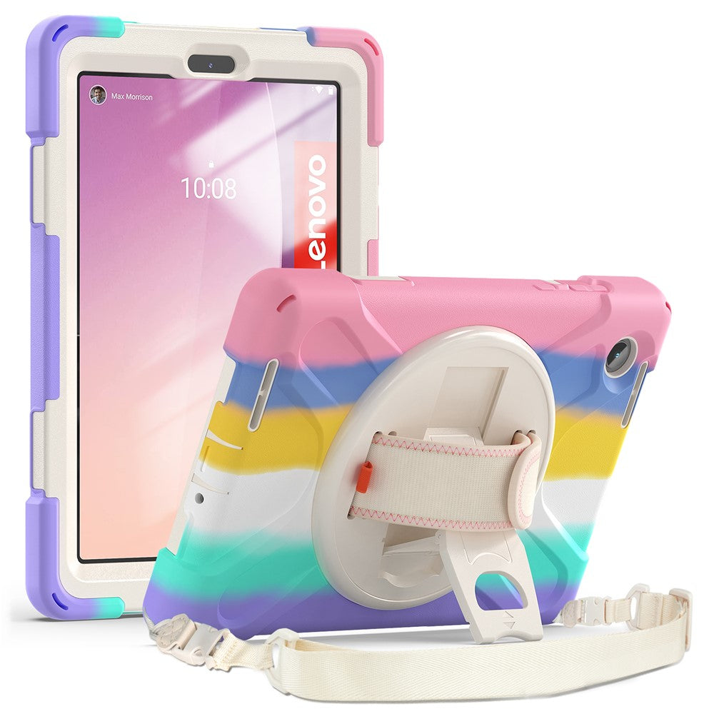 For Lenovo Tab M8 (4th Gen) 2024 TB-301XU / M8 (4th Gen) 2023 TB-300FU Case Kickstand Tablet Case PC+Silicone Cover with Strap