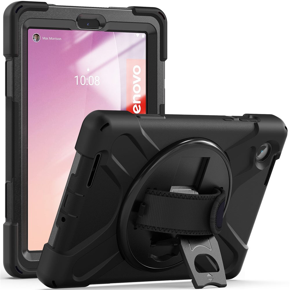 For Lenovo Tab M8 (4th Gen) 2024 TB-301XU / M8 (4th Gen) 2023 TB-300FU Kickstand PC + Silicone Tablet Case with Hand Strap