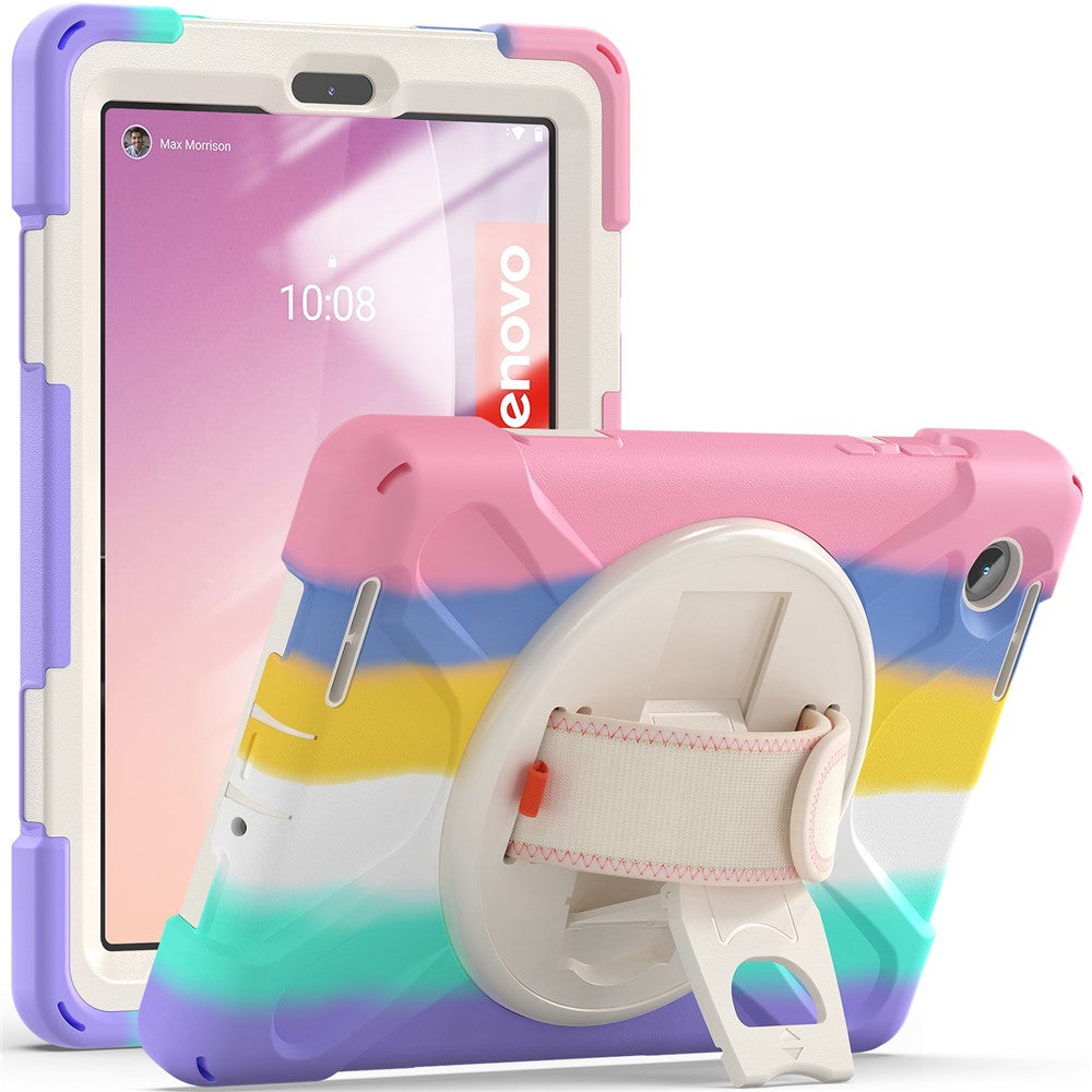For Lenovo Tab M8 (4th Gen) 2024 TB-301XU / M8 (4th Gen) 2023 TB-300FU Kickstand PC + Silicone Tablet Case with Hand Strap