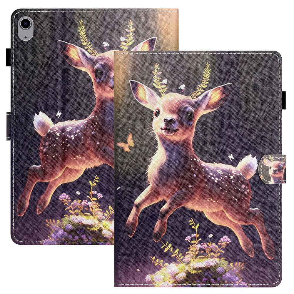 Anti-Drop Tablet Case for iPad (2025) / 10.9 (2022) PU Leather Folio Flip Cover Pattern Printing Shockproof Case
