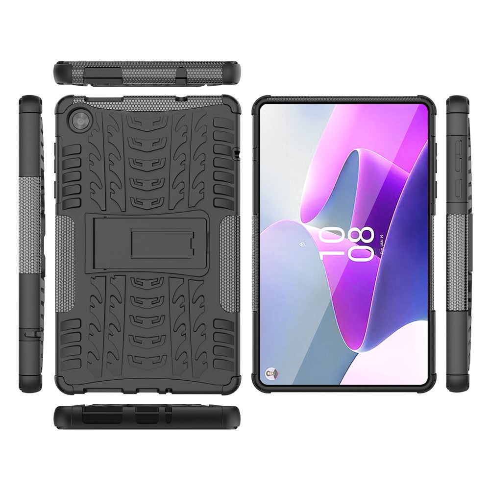 Lenovo Tab M8 (4. generation) 2024 TB-301XU / M8 (4. generation) 2023 TB-300FU tabletetui med stativ, dækmønster, TPU- og PC-etui