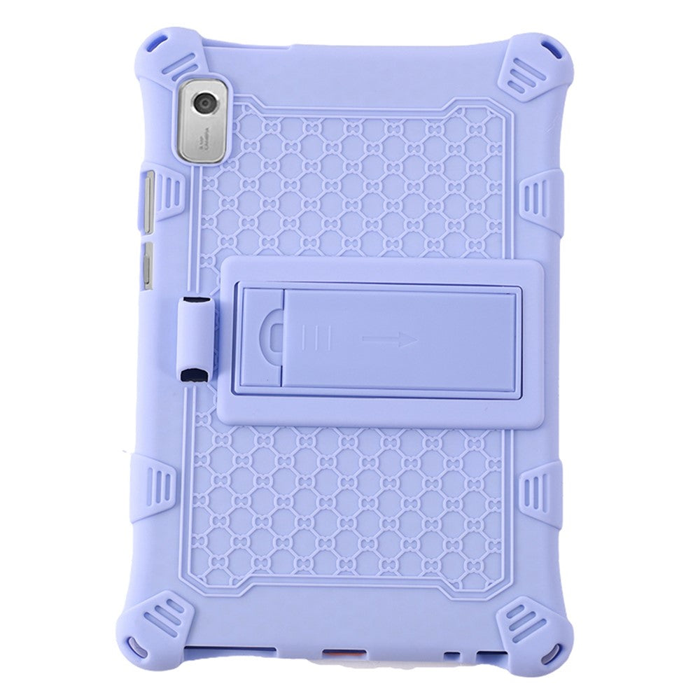 For Lenovo Tab M9 310FU Kickstand Tablet Silicone Case Retro Texture Anti-drop Tablet Cover