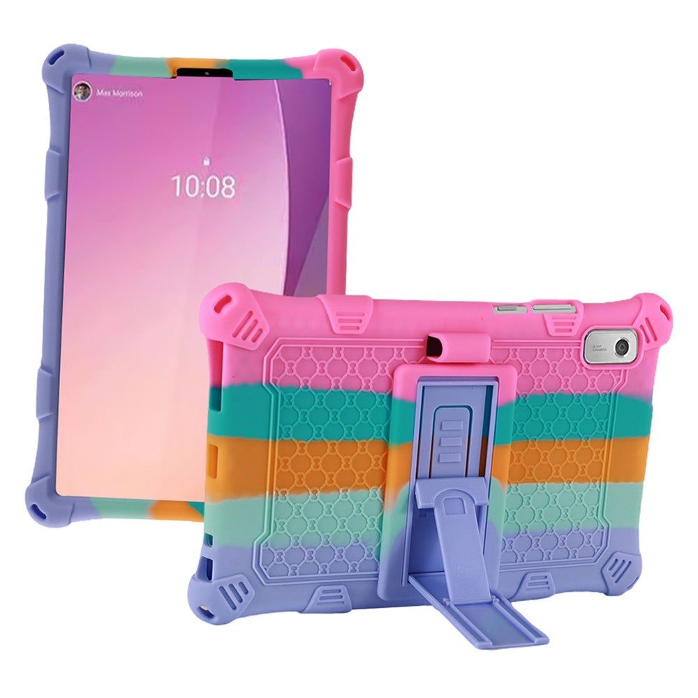 For Lenovo Tab M9 310FU Kickstand Tablet Silicone Case Retro Texture Anti-drop Tablet Cover
