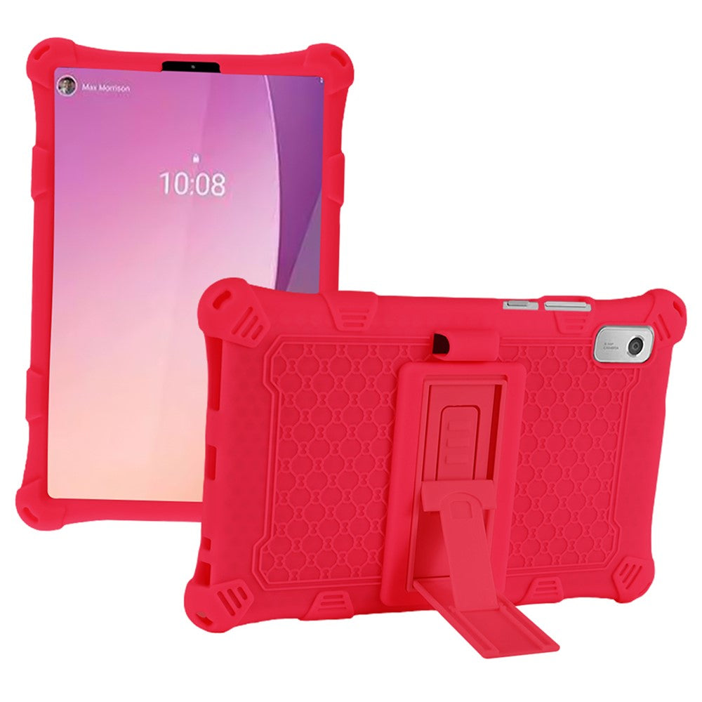 For Lenovo Tab M9 310FU Kickstand Tablet Silicone Case Retro Texture Anti-drop Tablet Cover