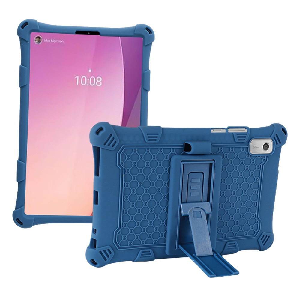 For Lenovo Tab M9 310FU Kickstand Tablet Silicone Case Retro Texture Anti-drop Tablet Cover