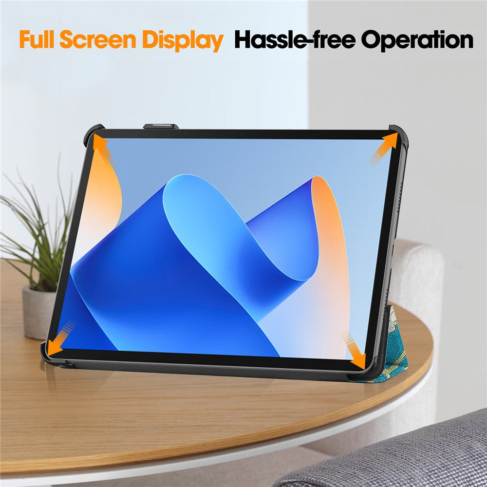 For Huawei MatePad 11 (2023) Trifold Stand Tablet Case PU Leather Pattern Cover with Auto Wake / Sleep