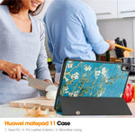 For Huawei MatePad 11 (2023) Trifold Stand Tablet Case PU Leather Pattern Cover with Auto Wake / Sleep