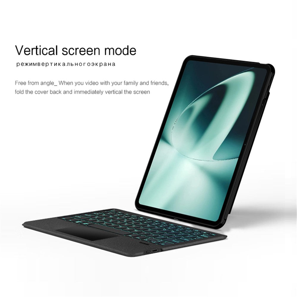 For OnePlus Pad Leather Case + Bluetooth-compatible Keyboard with Backlight Trackpad