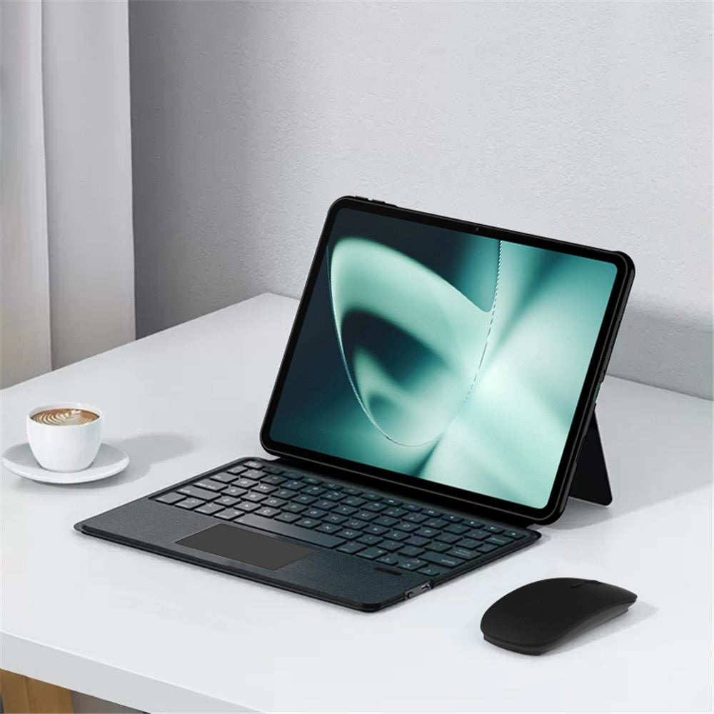 For OnePlus Pad Leather Case + Bluetooth-compatible Keyboard with Backlight Trackpad