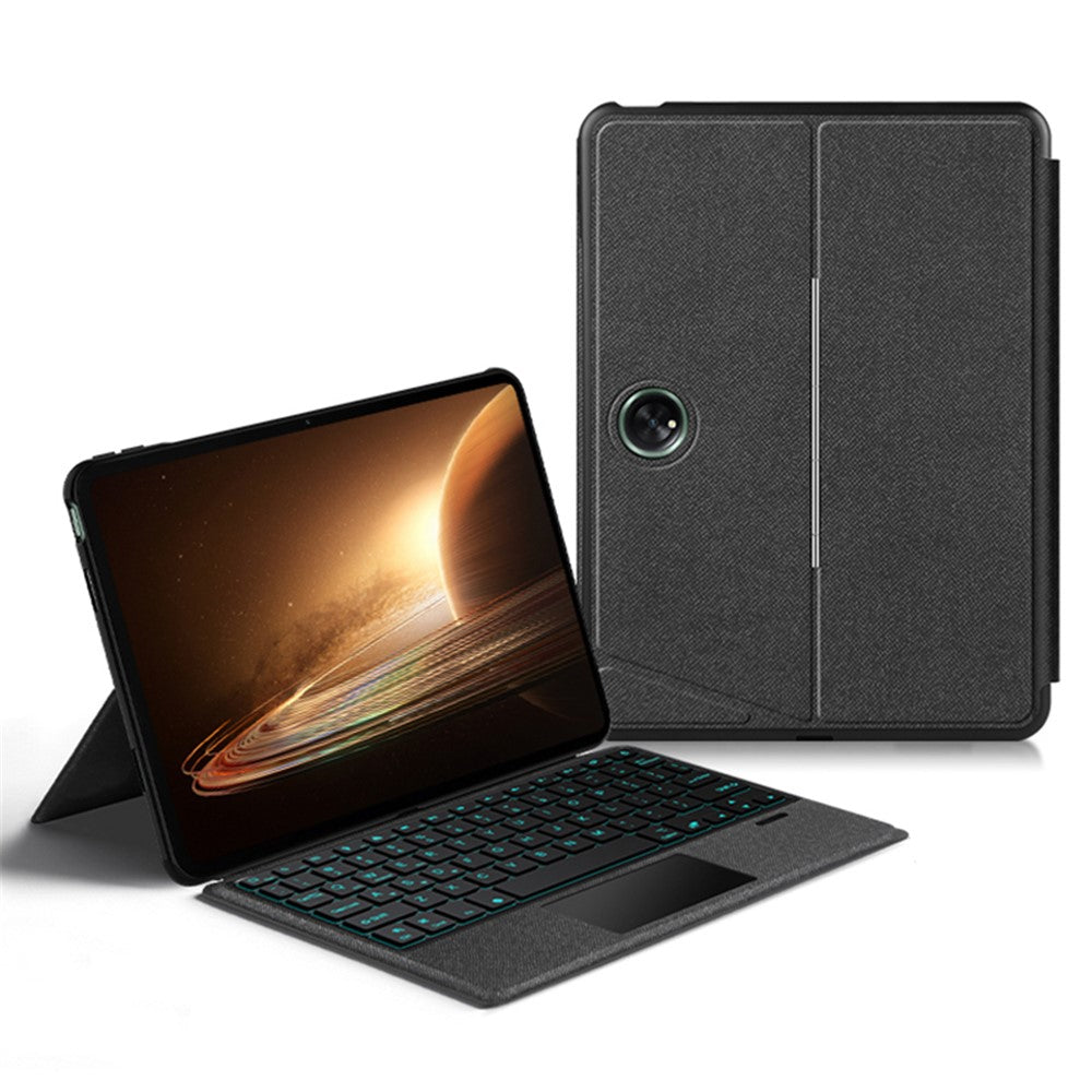 Läderfodral till Oppo Pad 2 + Bluetooth-kompatibelt tangentbord med bakgrundsbelyst styrplatta