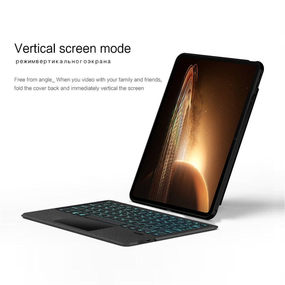 For Oppo Pad 2 Leather Case + Bluetooth-compatible Keyboard with Backlight Trackpad