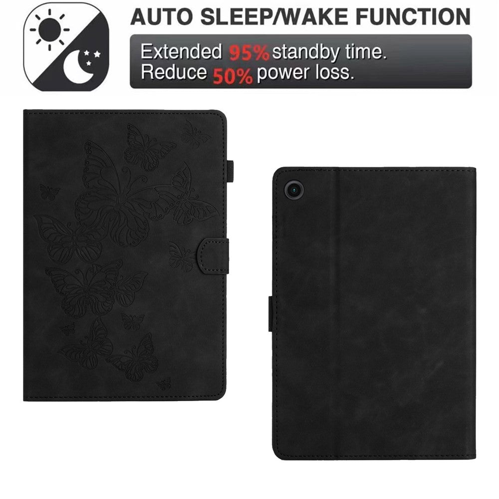 For Lenovo Tab M10 Plus X606F PU Leather Tablet Case Card Slot Stand Imprinted Butterfly Cover