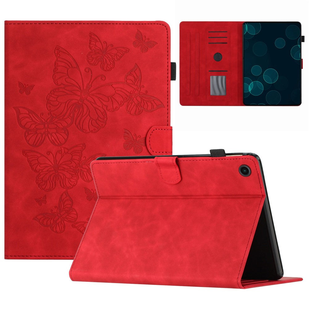 For Lenovo Tab M10 Plus X606F PU Leather Tablet Case Card Slot Stand Imprinted Butterfly Cover