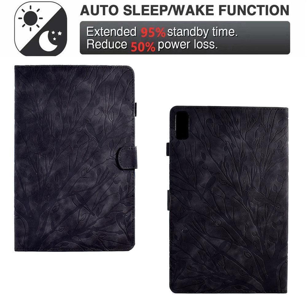 Tree Imprinted Leather Cover for Lenovo Tab M9 TB-310FU Anti-Drop Protective Case with Card Slot