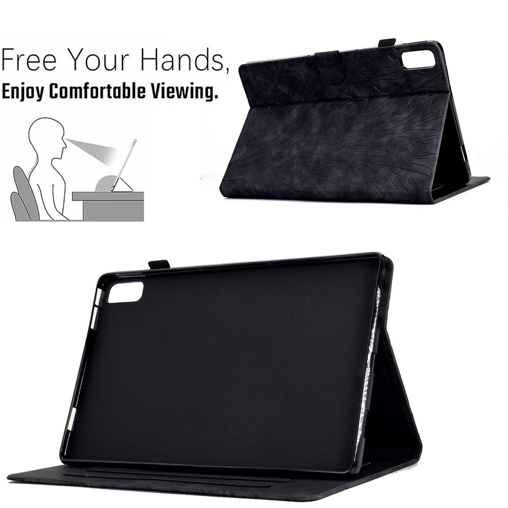 Tree Imprinted Leather Cover for Lenovo Tab M9 TB-310FU Anti-Drop Protective Case with Card Slot