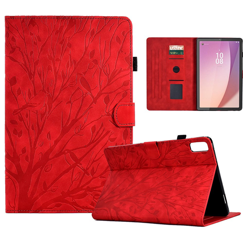 Tree Imprinted Leather Cover for Lenovo Tab M9 TB-310FU Anti-Drop Protective Case with Card Slot