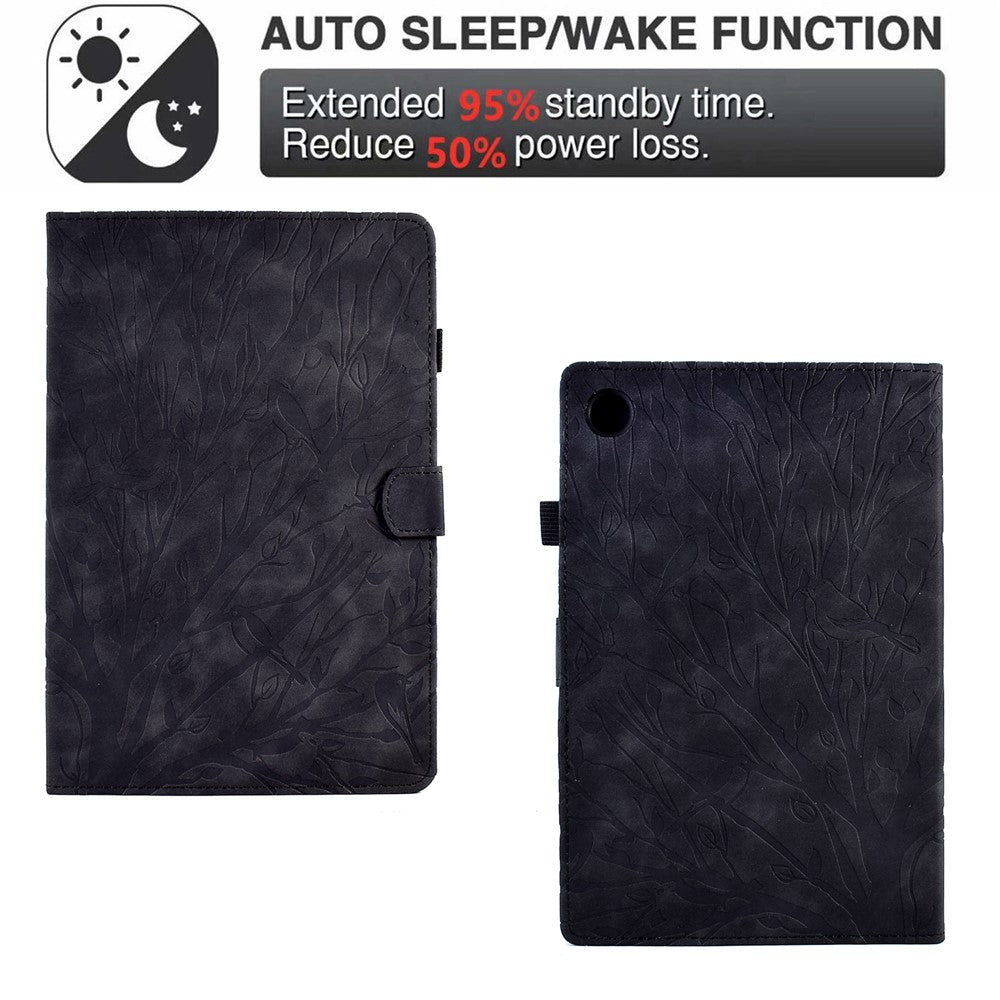 Shockproof Leather Cover for Lenovo Tab M10 Plus TB-X606F Tree Imprinted Tablet Case with Card Slot
