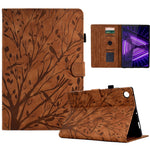 Shockproof Leather Cover for Lenovo Tab M10 Plus TB-X606F Tree Imprinted Tablet Case with Card Slot