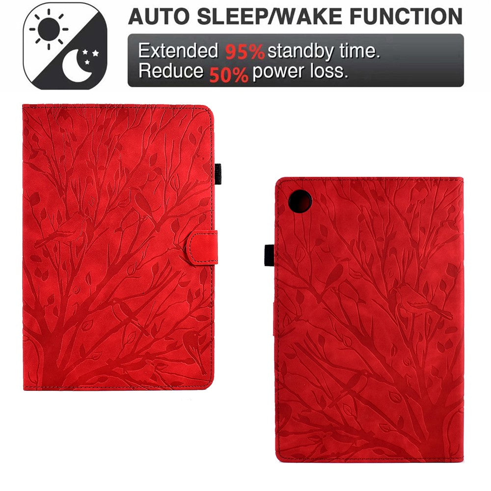 For Lenovo Tab M10 (Gen 3) Imprinted Tree Tablet Case PU Leather Card Holder Stand Cover