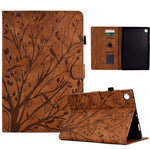 For Lenovo Tab M10 (Gen 3) Imprinted Tree Tablet Case PU Leather Card Holder Stand Cover