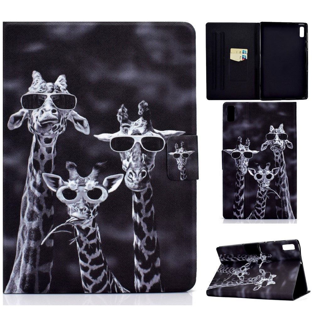 For Lenovo Tab M9 TB-310FU PU Leather Tablet Case A4 Pattern Printing Stand Card Holder Cover