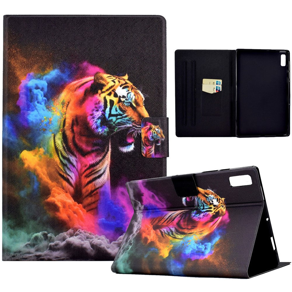 For Lenovo Tab M9 TB-310FU PU Leather Tablet Case A4 Pattern Printing Stand Card Holder Cover