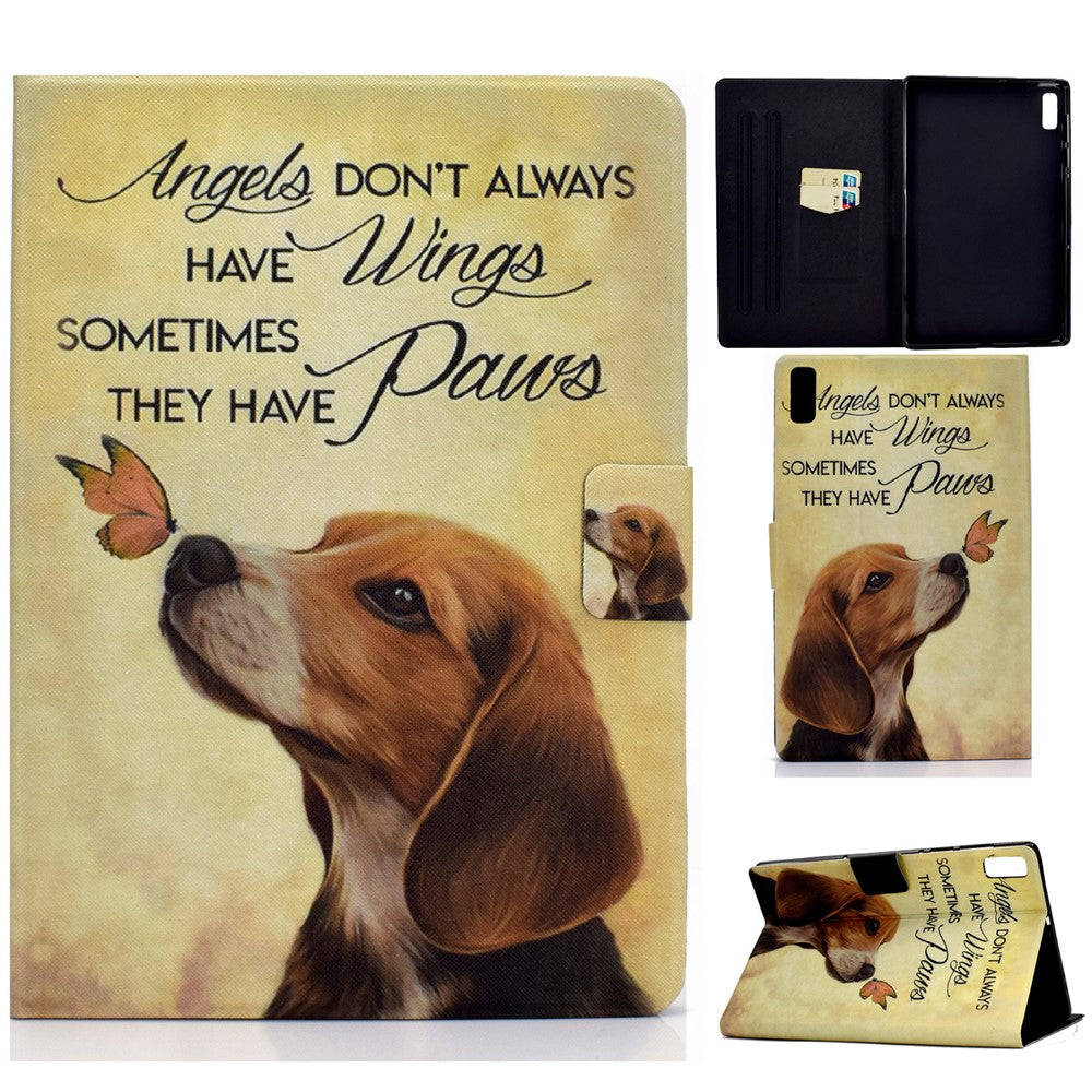 For Lenovo Tab P11 Gen 2 TB-350 Leather Stand Tablet Case A4 Pattern Printing Card Holder Protective Cover