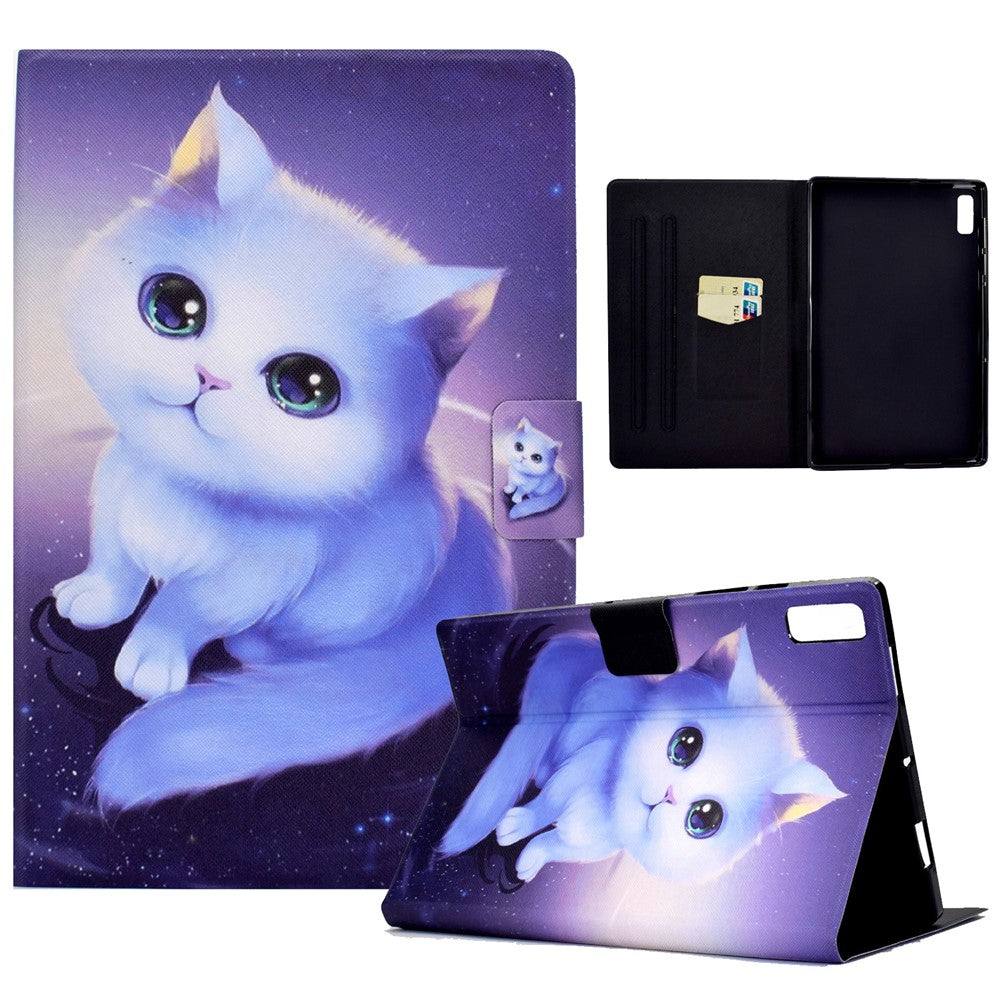 For Lenovo Tab P11 Gen 2 TB-350 Leather Stand Tablet Case A4 Pattern Printing Card Holder Protective Cover