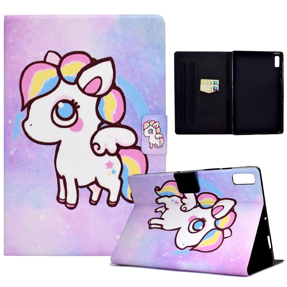 For Lenovo Tab P11 Gen 2 TB-350 Leather Stand Tablet Case A4 Pattern Printing Card Holder Protective Cover