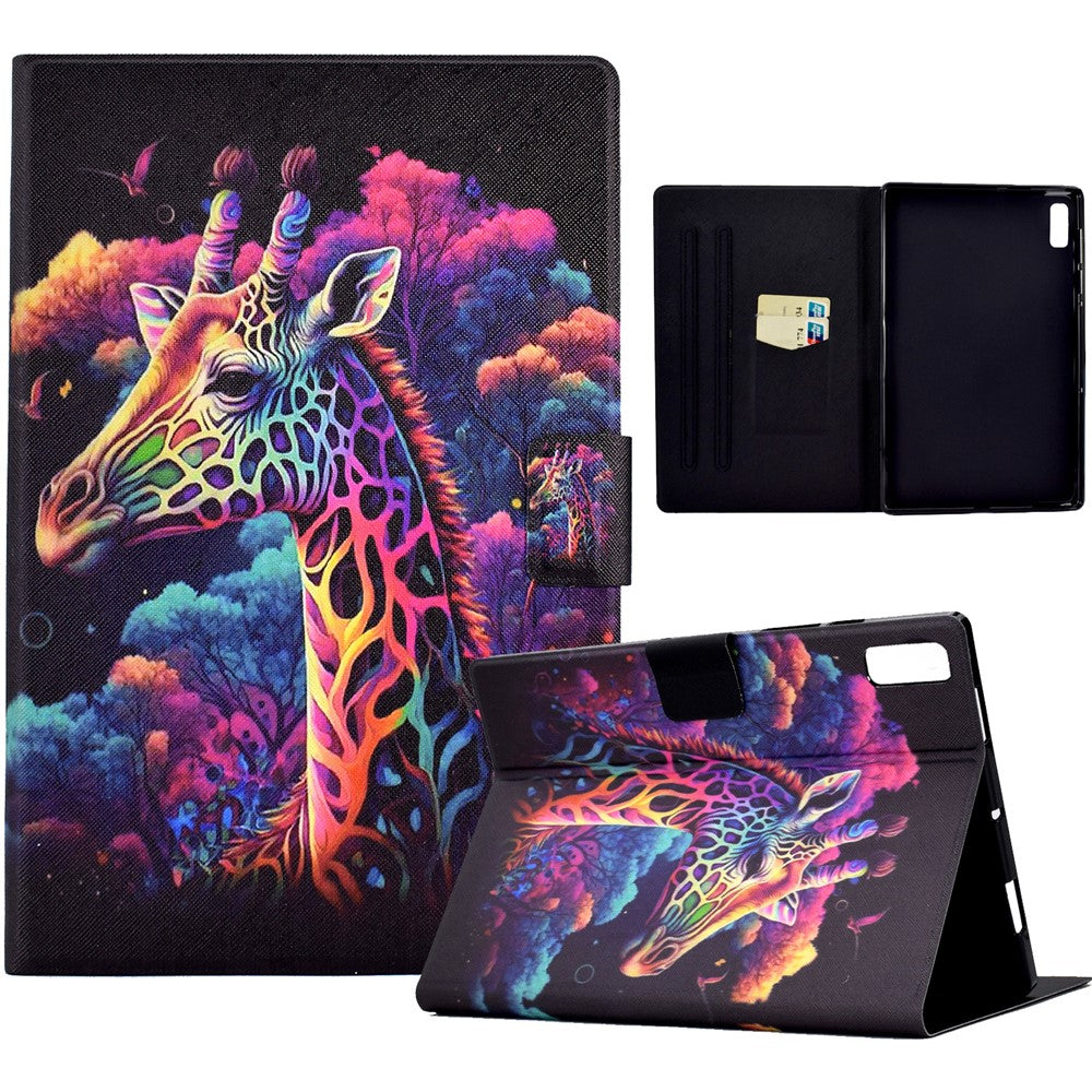 For Lenovo Tab P11 Gen 2 TB-350 Leather Stand Tablet Case A4 Pattern Printing Card Holder Protective Cover