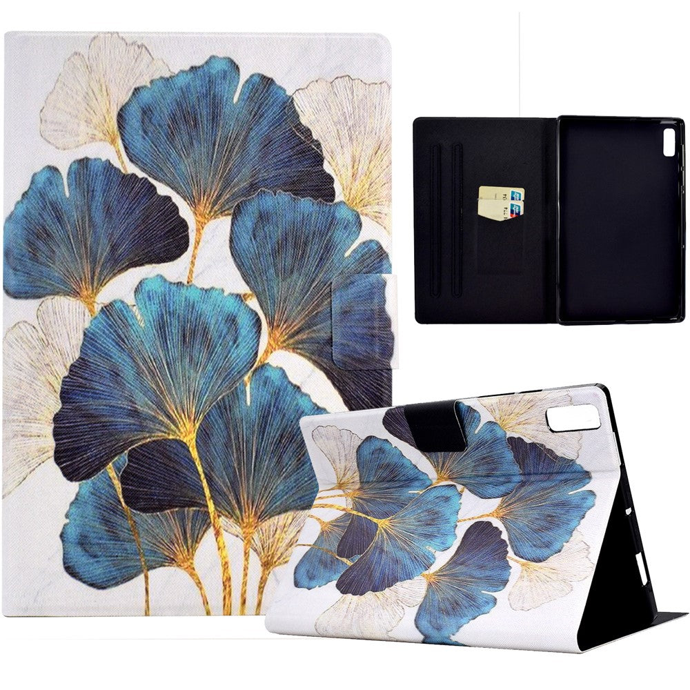 For Lenovo Tab P11 Gen 2 TB-350 Leather Stand Tablet Case A4 Pattern Printing Card Holder Protective Cover