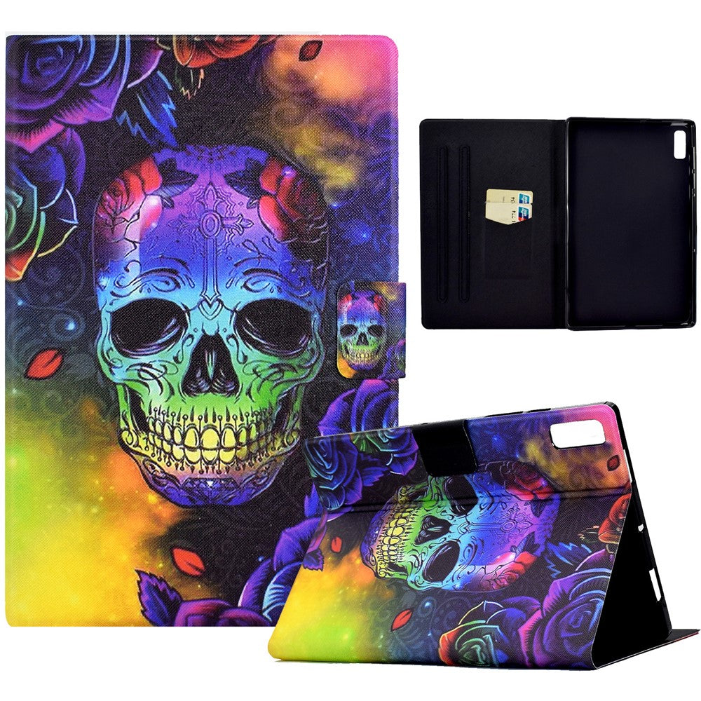 For Lenovo Tab P11 Gen 2 TB-350 Leather Stand Tablet Case A4 Pattern Printing Card Holder Protective Cover
