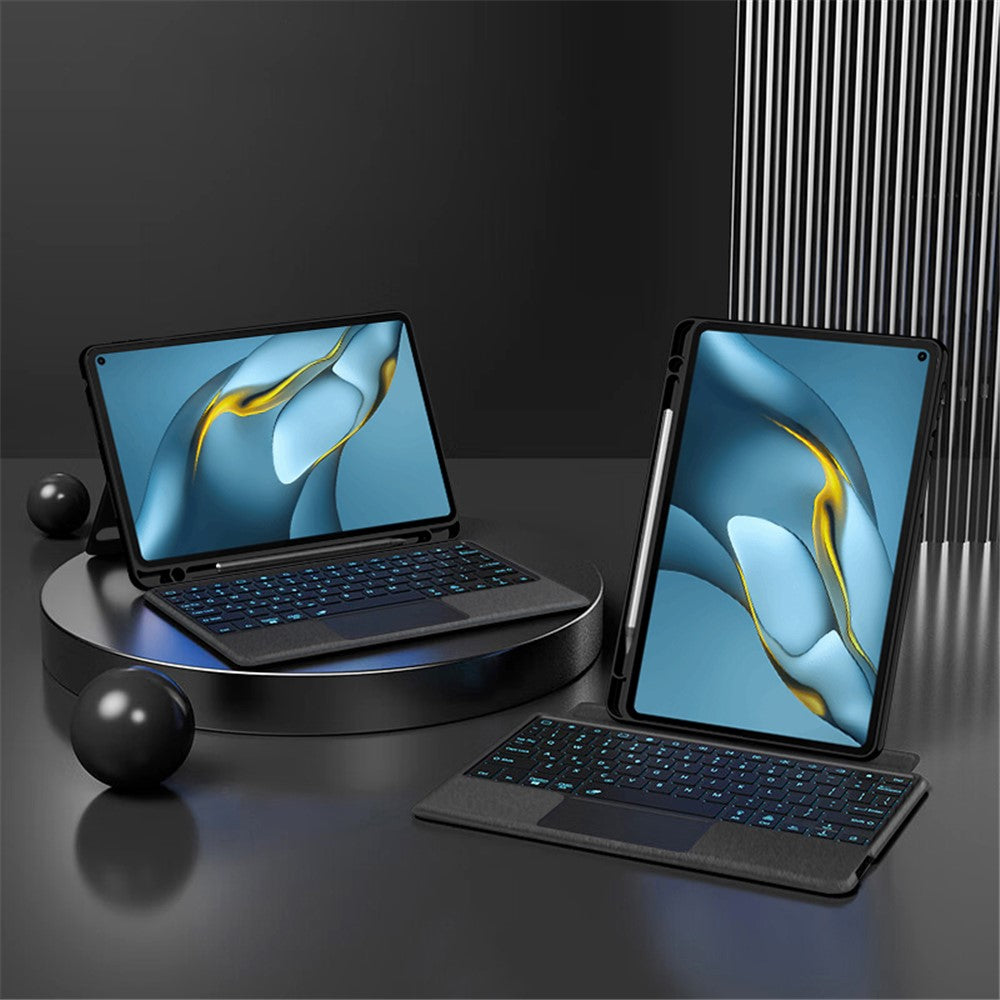 For Huawei MatePad Pro 10.8 (2021) Leather Case + Bluetooth-compatible Keyboard with Backlight Trackpad
