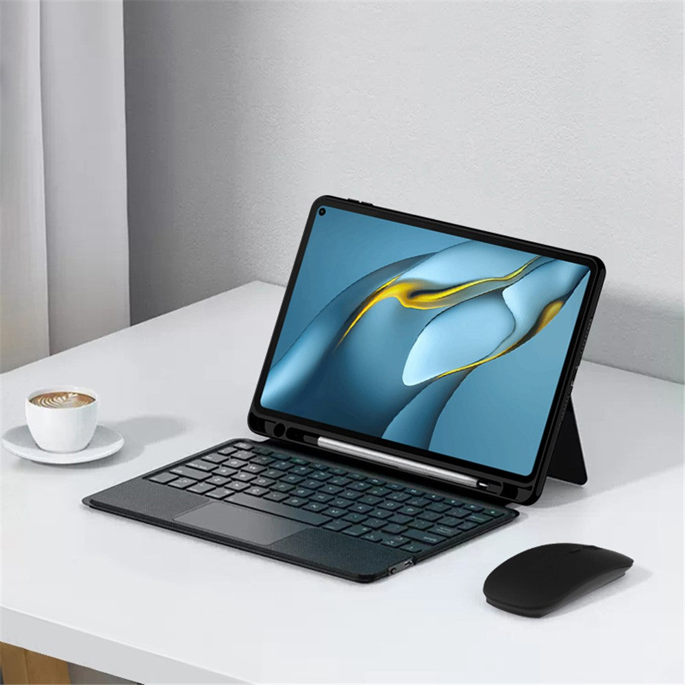 For Huawei MatePad Pro 10.8 (2021) Leather Case + Bluetooth-compatible Keyboard with Backlight Trackpad