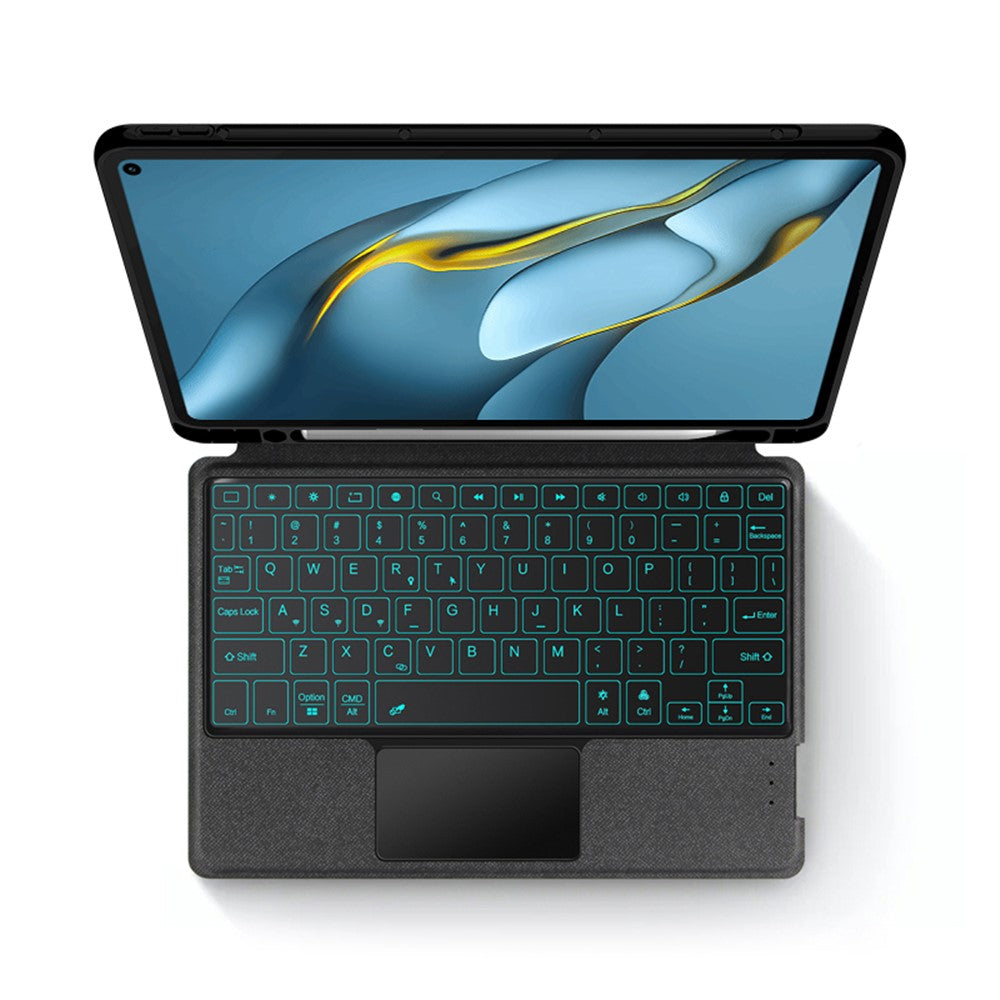 For Huawei MatePad Pro 10.8 (2021) Leather Case + Bluetooth-compatible Keyboard with Backlight Trackpad