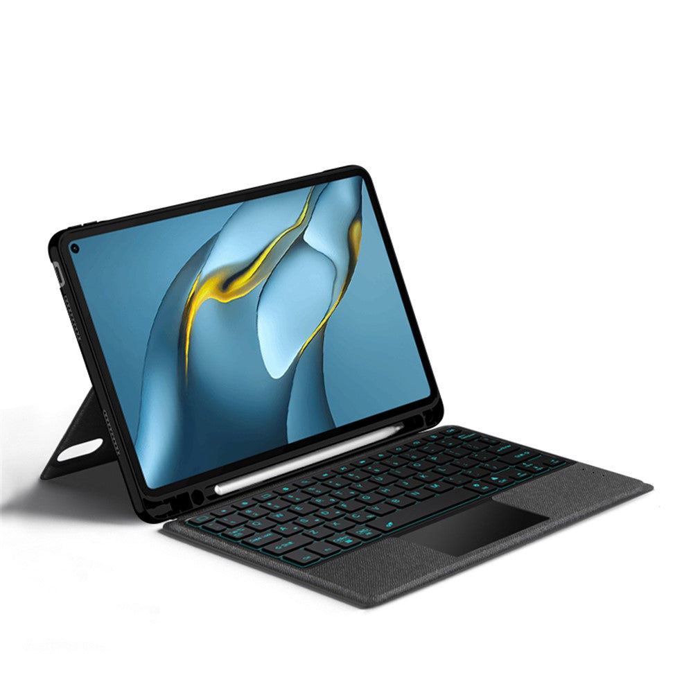 For Huawei MatePad Pro 10.8 (2021) Leather Case + Bluetooth-compatible Keyboard with Backlight Trackpad