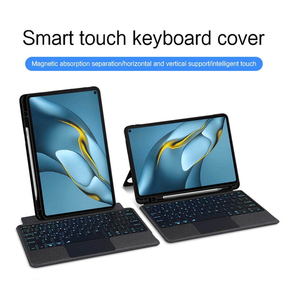 For Huawei MatePad Pro 10.8 (2021) Leather Case + Bluetooth-compatible Keyboard with Backlight Trackpad