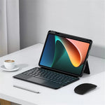 Läderfodral för Xiaomi Pad 5 + Bluetooth-kompatibelt tangentbord med bakgrundsbelyst styrplatta