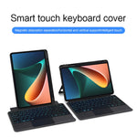 Läderfodral för Xiaomi Pad 5 + Bluetooth-kompatibelt tangentbord med bakgrundsbelyst styrplatta