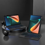 Läderfodral för Xiaomi Pad 5 + Bluetooth-kompatibelt tangentbord med bakgrundsbelyst styrplatta